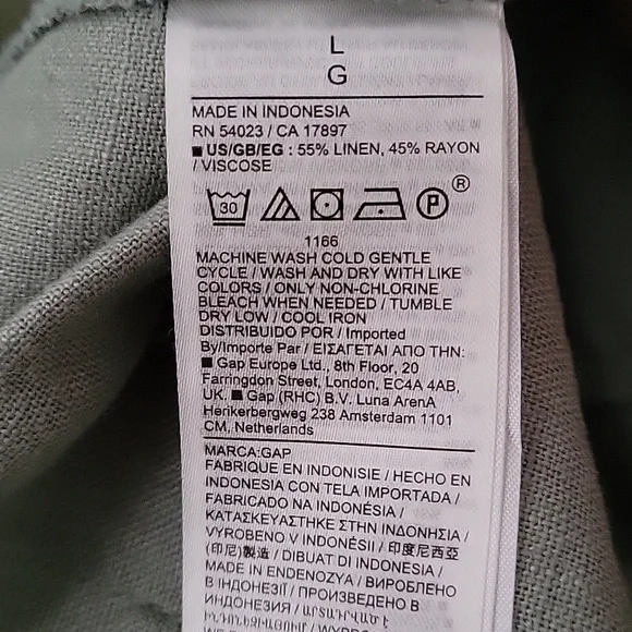 Gap || Large Sage Green Linen Blend Drawstring Pull On Shorts - Picture 5 of 5